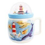 12 oz Ceramic Lighthouse Mug with Decorative Dome Lid