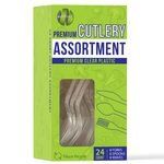 Worthy 24 Piece Premium Clear Plastic Cutlery Assortment
